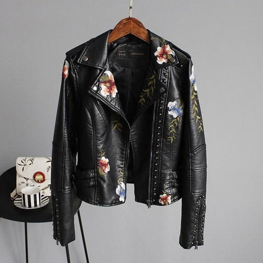 Virelli Embroidered Leather Jacket™ — Sculpted Elegance Meets Everyday Comfort