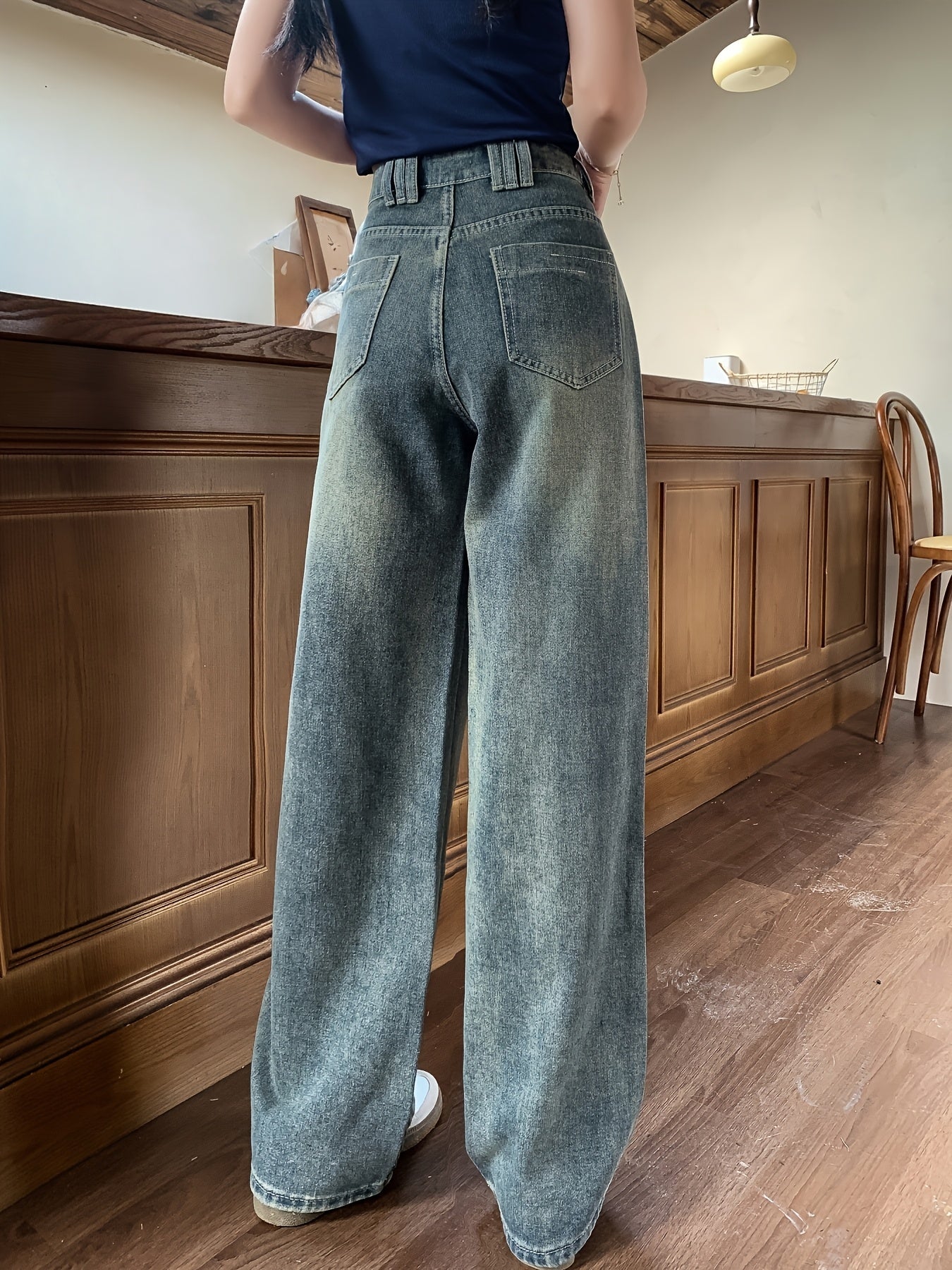 RetroVale Wide-Leg Jeans – High-Waisted Vintage Denim with Boot Cut Fit