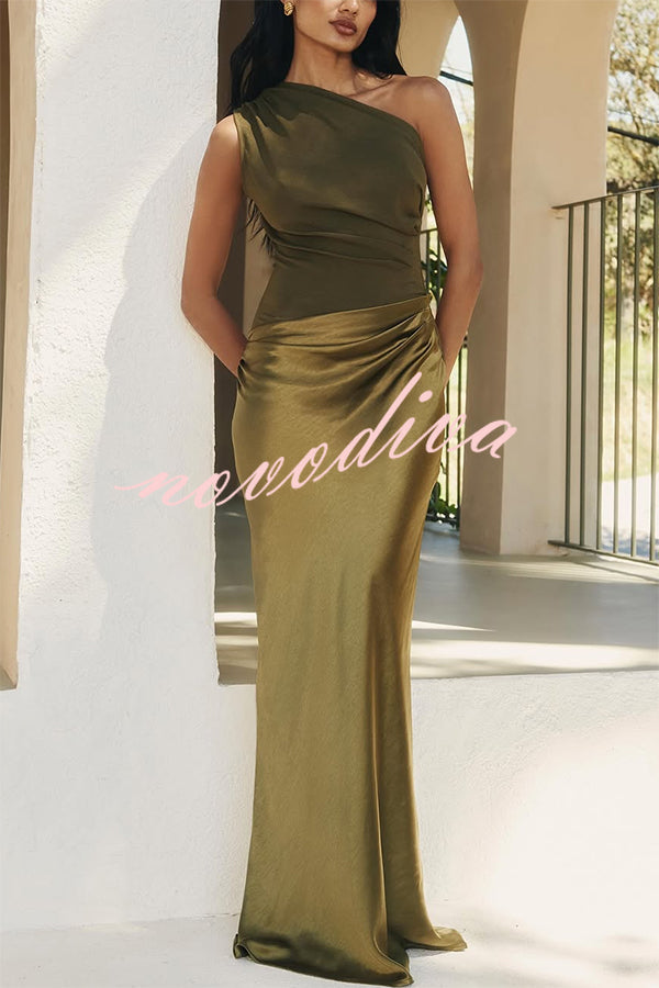Luxe Satin One-Shoulder Dress™ — Graceful Draping, Striking Silhouette