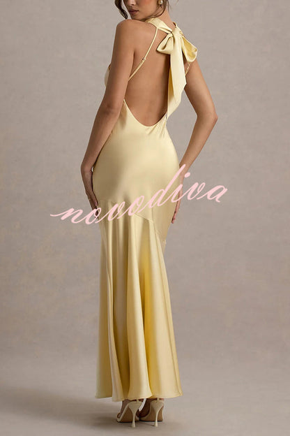 Satin Halter Dress™ — Draped Elegance, Tailored Comfort