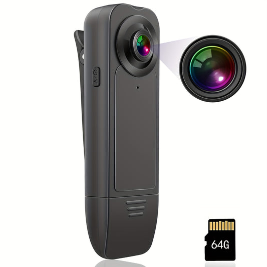 Wearable Camcorder | 1080p Full HD | Motion Detection | Night Vision | 64GB Memory Card | Clip-On Body Camera
