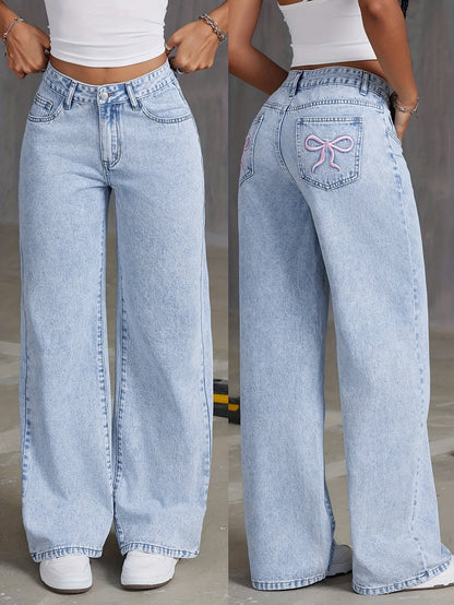 Retro High-Waisted Wide-Leg Denim – Light Wash Vintage Style Jeans