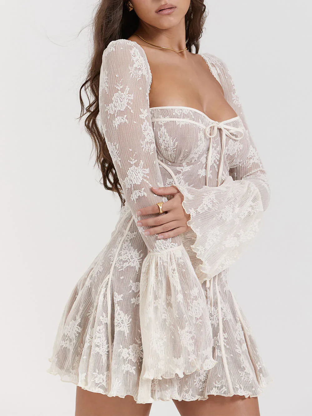 AlessinaSilk™ Lace Dress — Sculpted Elegance in Soft Lace
