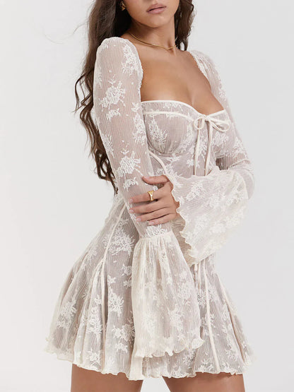 AlessinaSilk™ Lace Dress — Sculpted Elegance in Soft Lace