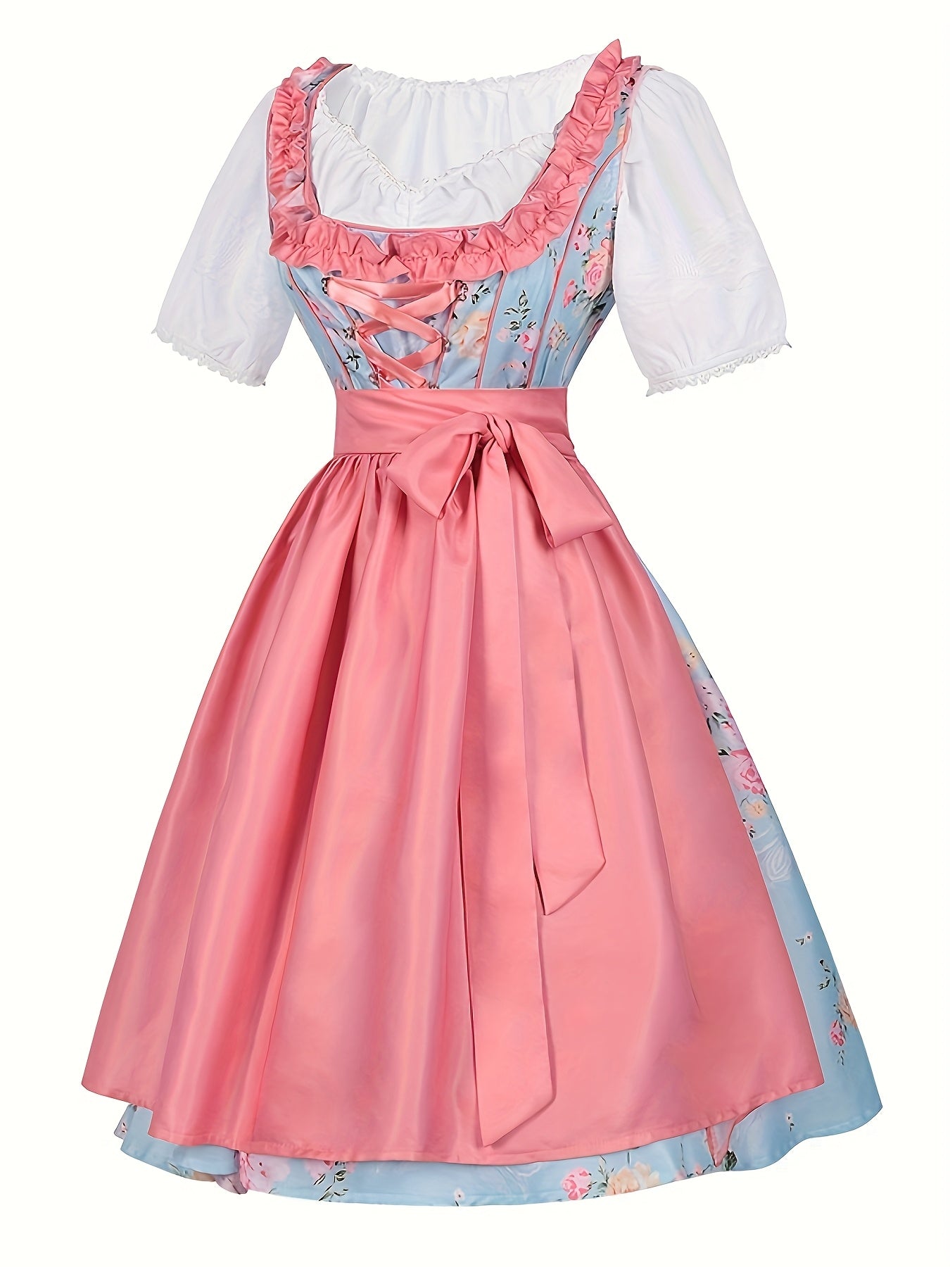 PastelBloom Dress – Knee-Length Floral Slip Dress with Corset Bodice