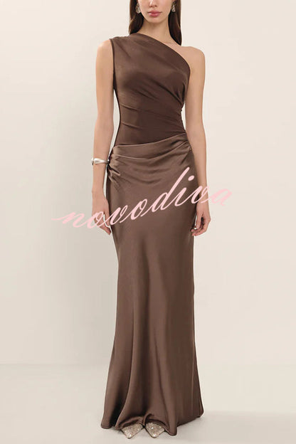Luxe Satin One-Shoulder Dress™ — Graceful Draping, Striking Silhouette