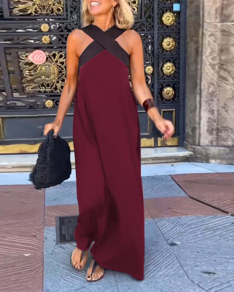 LuminaCurve™ Sleeveless Cross Halter Dress — Sculpted Silhouette, Timeless Chic