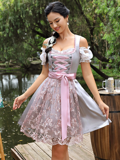 LuxeWeave Vintage Dirndl – Elegant Bavarian Dress with Floral Embroidery