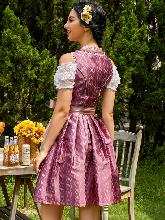 VintaLace Dirndl Dress – Vintage-Inspired Corset Dress with Lace Puff Sleeves
