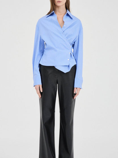 VioraLuxe™ Striped Wrap Shirt — Sculpt Your Best Self with Effortless Chic Confidence