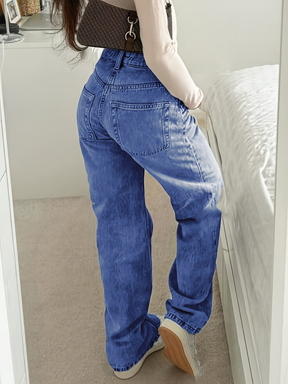 Space Gray High-Waisted Denim – Vintage Boot Cut Jeans for Casual Style