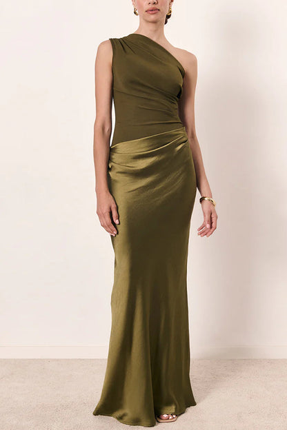 Luxe Satin One-Shoulder Dress™ — Graceful Draping, Striking Silhouette