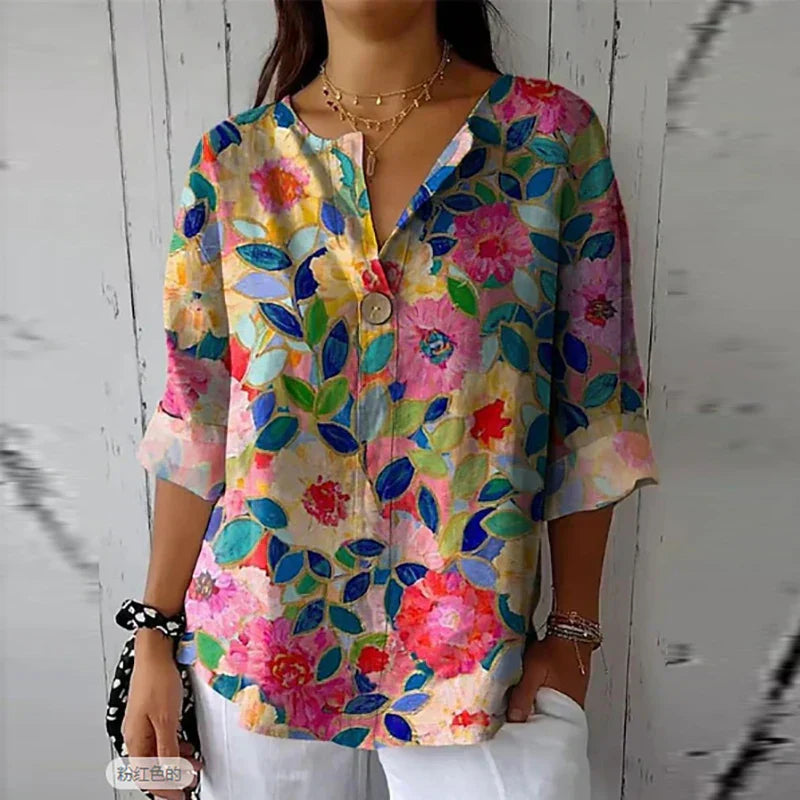 LioraLuxe™ Floral Print Blouse — Breathable Floral Elegance