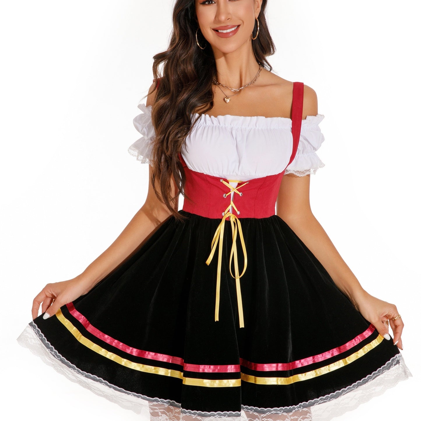 FestivaDress – Elegant Oktoberfest Dirndl Dress with Ribbon Lacing