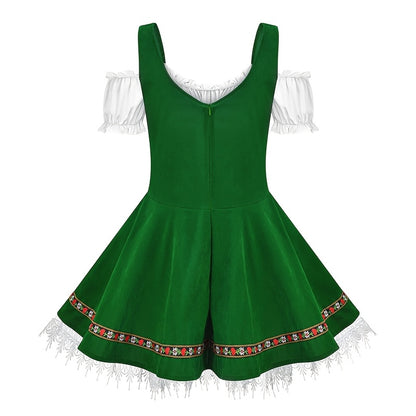 FestiCharm Dirndl Dress – Traditional Bavarian Oktoberfest Dress with Floral Trim and Apron