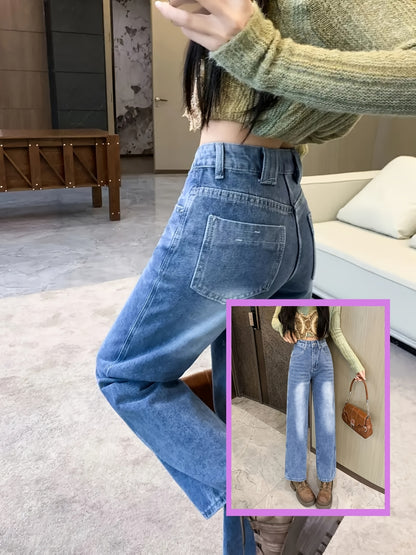 RetroVale Wide-Leg Jeans – High-Waisted Vintage Denim with Boot Cut Fit