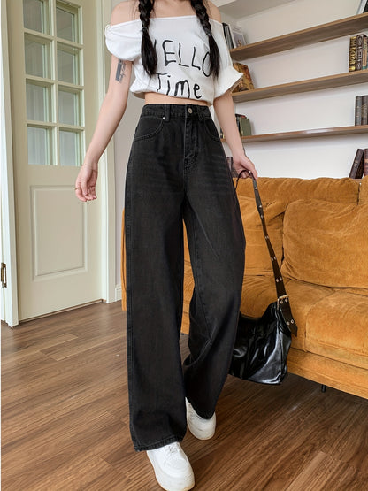RetroVale Wide-Leg Jeans – High-Waisted Vintage Denim with Boot Cut Fit