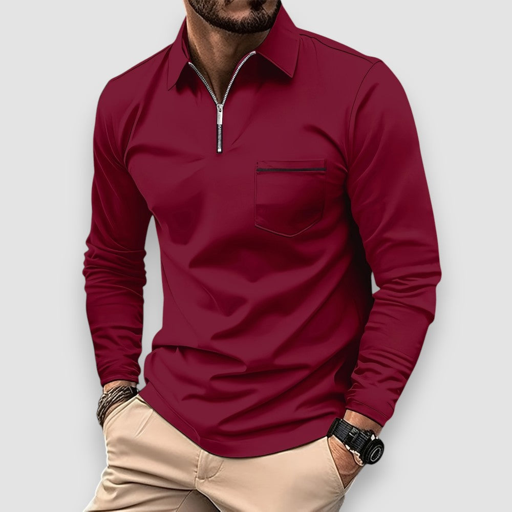ElaraEdge™ Long Sleeve Polo — Sleek Comfort, Effortless Style