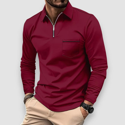 ElaraEdge™ Long Sleeve Polo — Sleek Comfort, Effortless Style