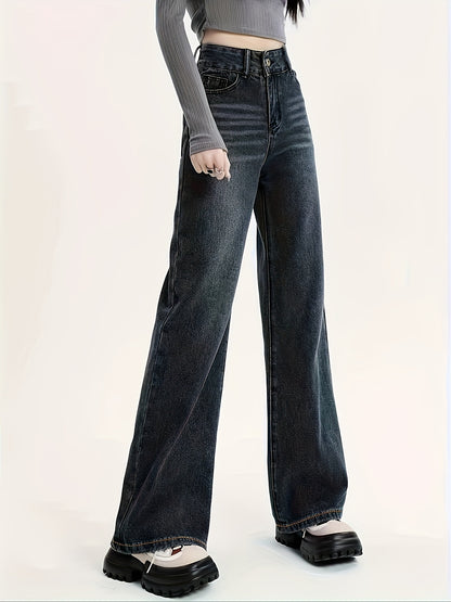 RetroFlex Wide-Leg Black Jeans – High-Rise Vintage Denim for All-Day Comfort