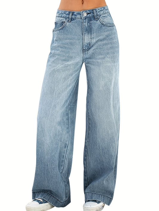 Women's Relaxed Wide-Leg Denim Jeans – High-Rise, Ultra-Soft Casual Denim