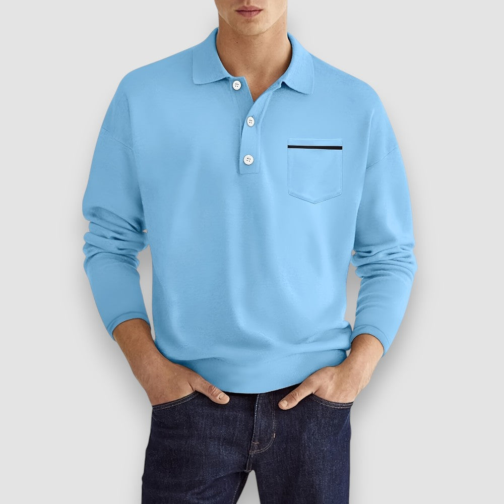MarenStretch™ Long Sleeve Polo — Sleek Comfort, Effortless Style