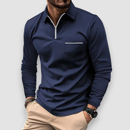ElaraEdge™ Long Sleeve Polo — Sleek Comfort, Effortless Style