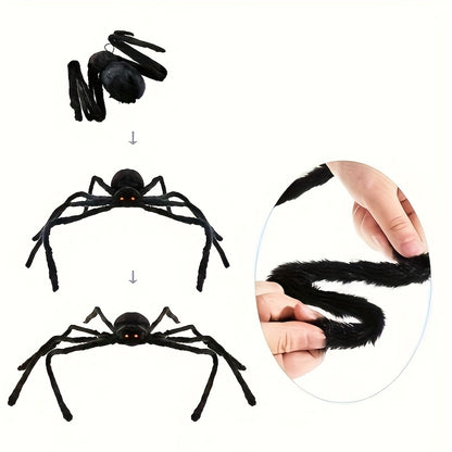 150 cm Riesen-Schwarzspinne, Ideal für Halloween-Dekoration Innen und Außen, Familienpartys, Hof-Gruselhausdekoration