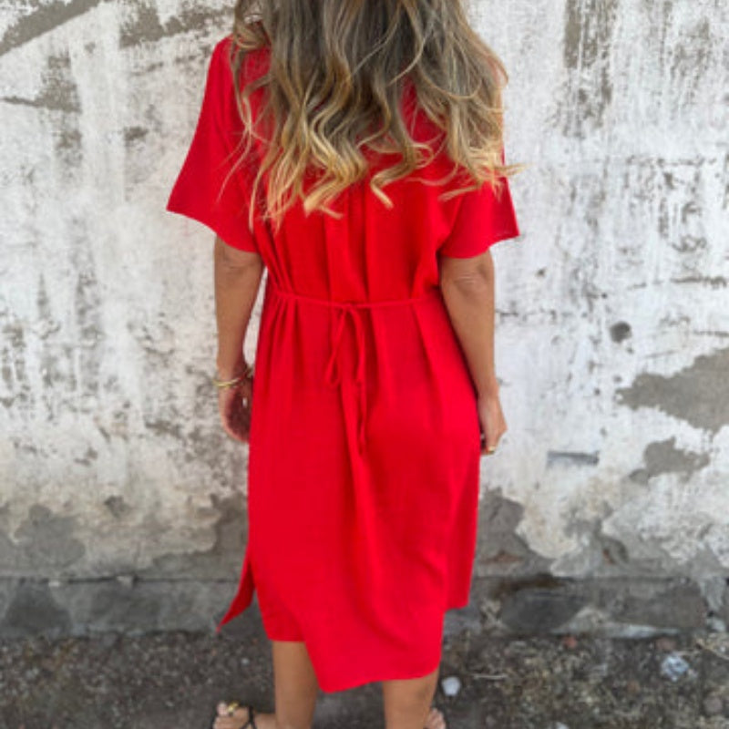 Signature V-Neck Dress™ — Breezy Elegance, Flattering Fit