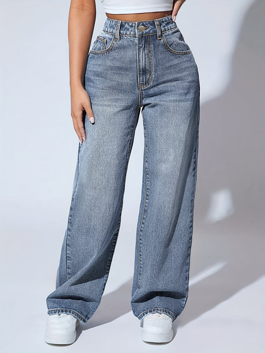 DenimVibe High-Rise Wide Leg Jeans – Vintage Style Women's Comfort Denim Pants