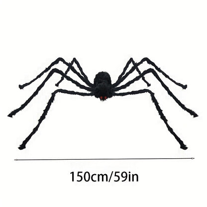 150 cm Riesen-Schwarzspinne, Ideal für Halloween-Dekoration Innen und Außen, Familienpartys, Hof-Gruselhausdekoration