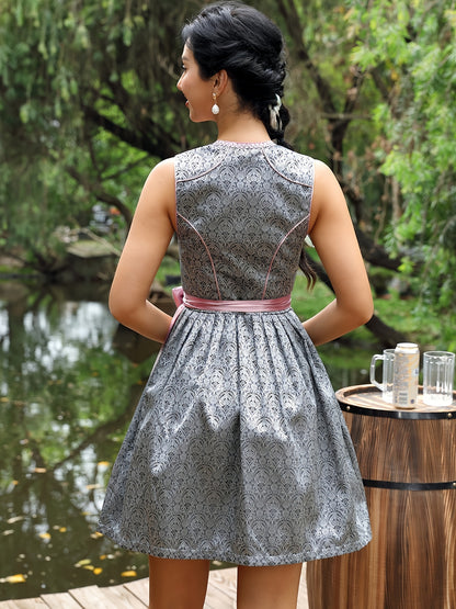 AlpineLuxe – Elegant Vintage Alpine Dress with Damask and Embroidery