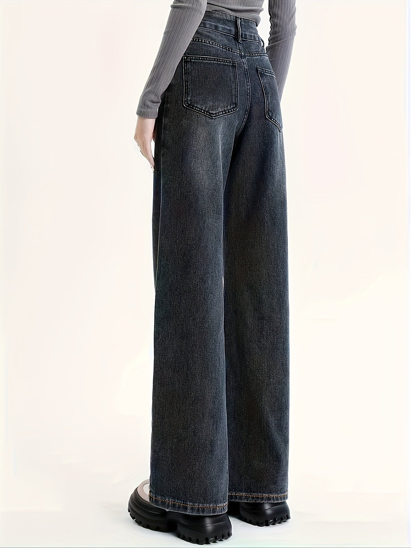 RetroFlex Wide-Leg Black Jeans – High-Rise Vintage Denim for All-Day Comfort