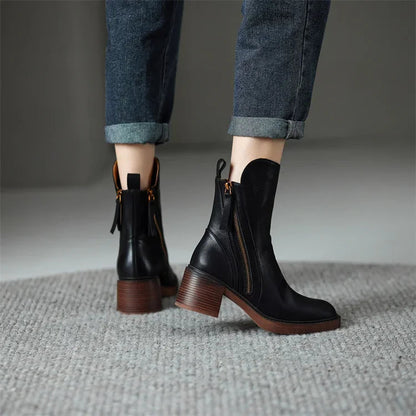 LioraStep™ Leather Ankle Boots — Polished Comfort, Everyday Confidence