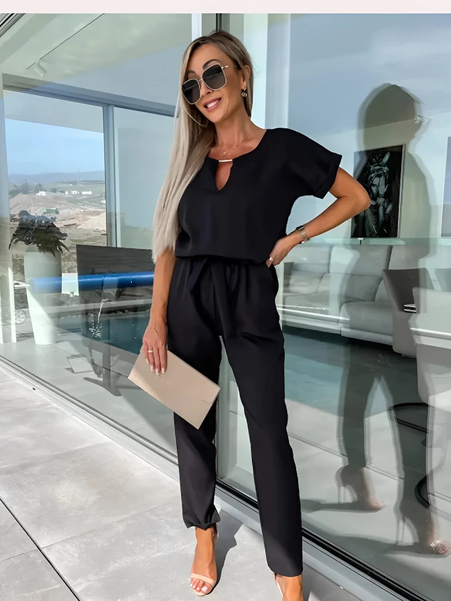 Novara Black Summer Jumpsuit™ — Sleek Comfort, Timeless Confidence