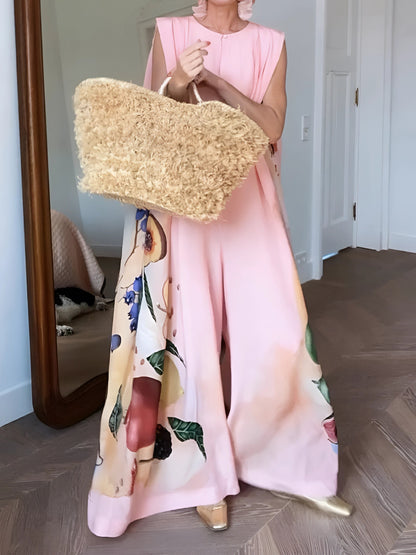 PeachBlossom™ Sleeveless Jumpsuit — Lightweight Fit, Vibrant Florals