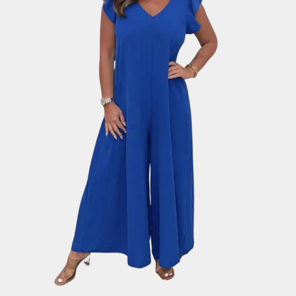 Mertiara™ V-Neck Wide Leg Jumpsuit — Flattering Fit with Fluid Movement