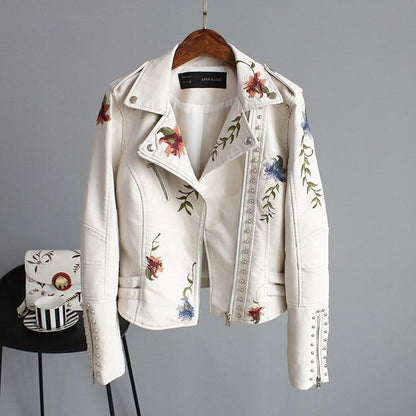 Virelli Embroidered Leather Jacket™ — Sculpted Elegance Meets Everyday Comfort