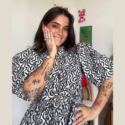 Leopard Bow Puff Sleeve Top™ — Feminine Flair Meets Effortless Charm