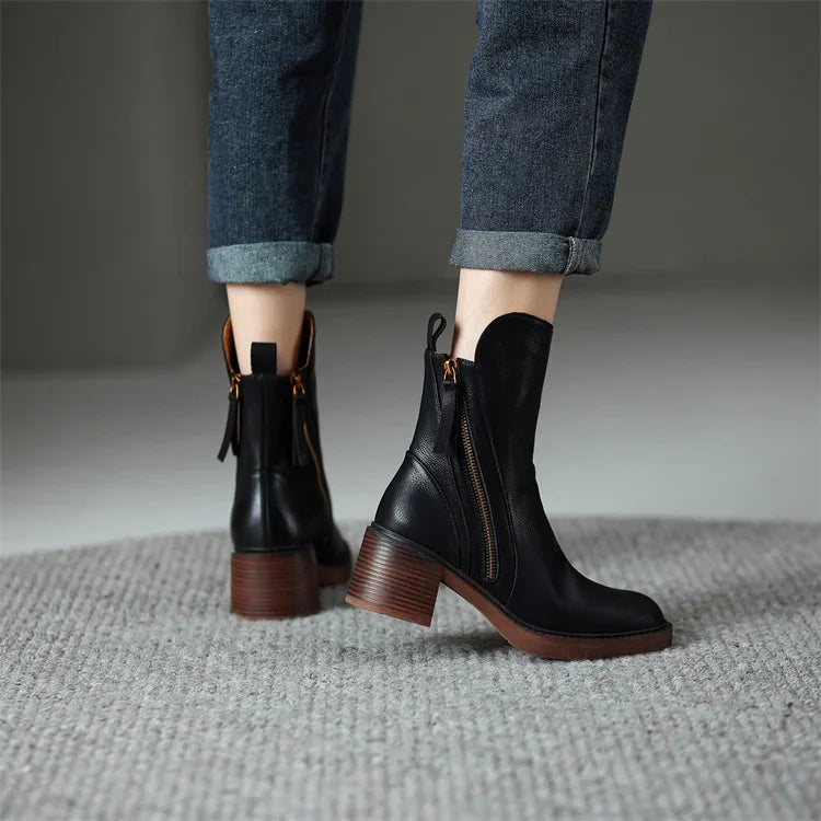 LioraStep™ Leather Ankle Boots — Polished Comfort, Everyday Confidence