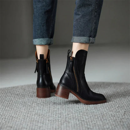 LioraStep™ Leather Ankle Boots — Polished Comfort, Everyday Confidence