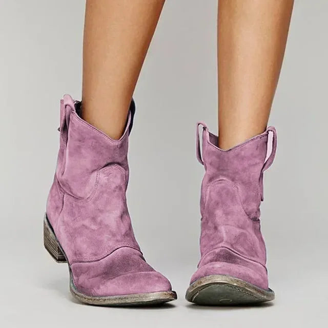 WillowCrest™ Vintage Ankle Boots — Timeless Western Style & Comfort