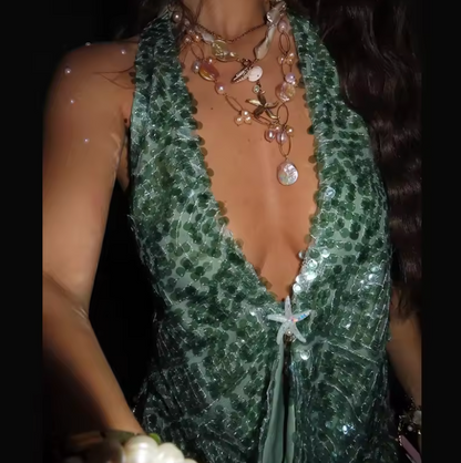 Sheer Mesh Halter™ — Airy Fit with Floral Grace