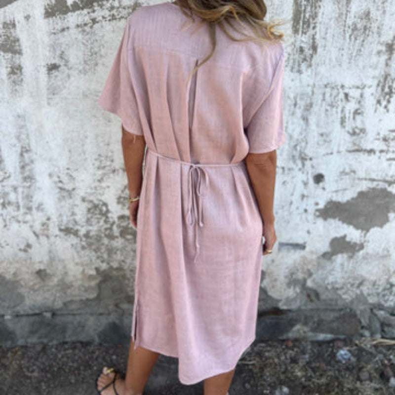 Signature V-Neck Dress™ — Breezy Elegance, Flattering Fit