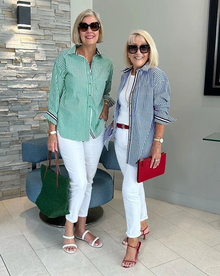 Liora Stripe Shirt™ — Polished Comfort, Effortless Style