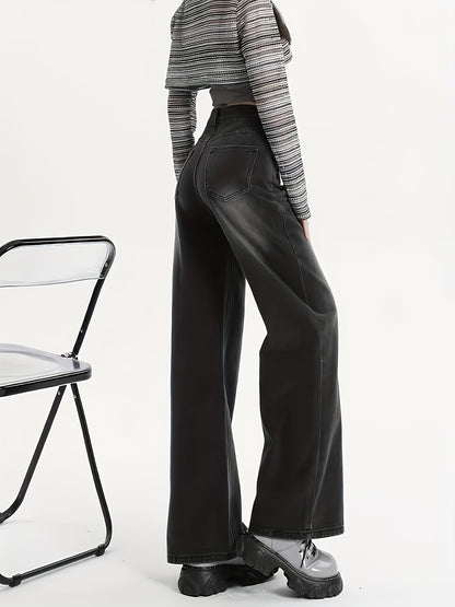 RetroFlex Wide-Leg Black Jeans – High-Rise Vintage Denim for All-Day Comfort