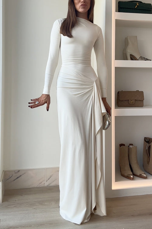 LioraVee™ Draped Maxi Dress — Elegance with a Flattering Slit