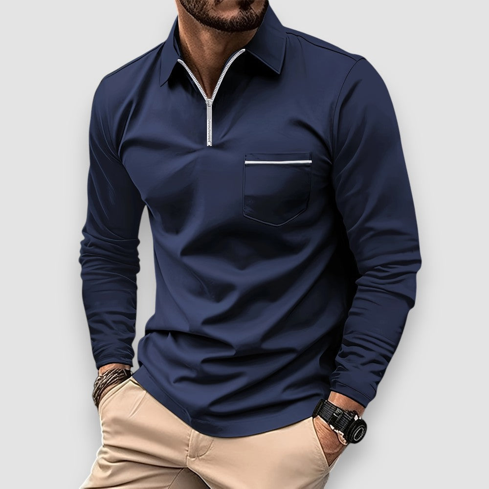ElaraEdge™ Long Sleeve Polo — Sleek Comfort, Effortless Style
