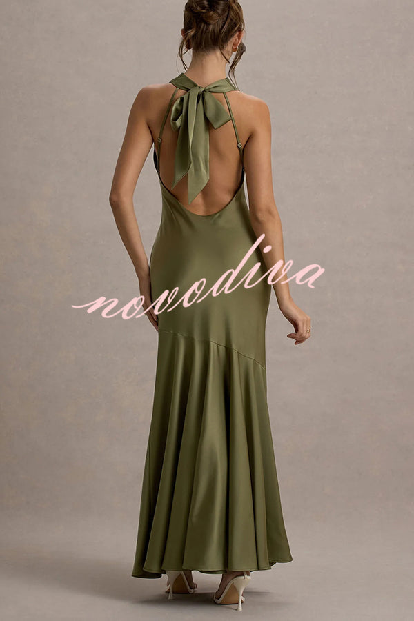 Satin Halter Dress™ — Draped Elegance, Tailored Comfort
