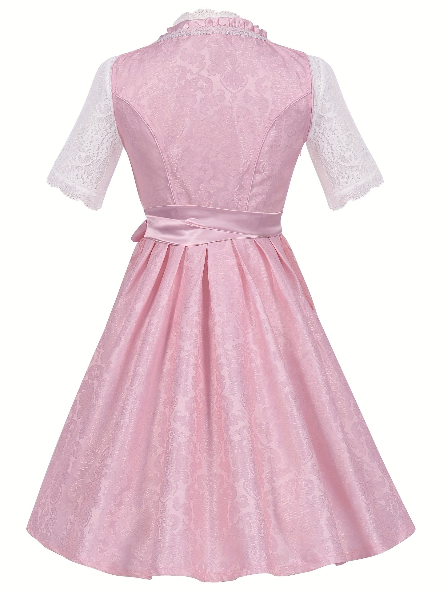 RoseVale – Romantic Alpine Dirndl Dress with Floral Lace and Satin Sash